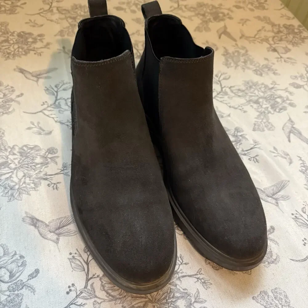 EASY SPIRIT EMBROOKS CHELSEA BOOT 11.5 MENS Gray Suede Leather Ankle